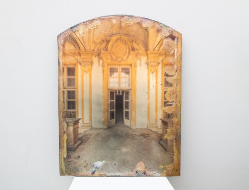Palace Entrance on Glass with gold and copper leaf
