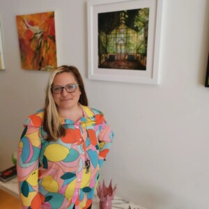 Gina Soden by her artwork Effetto Serra