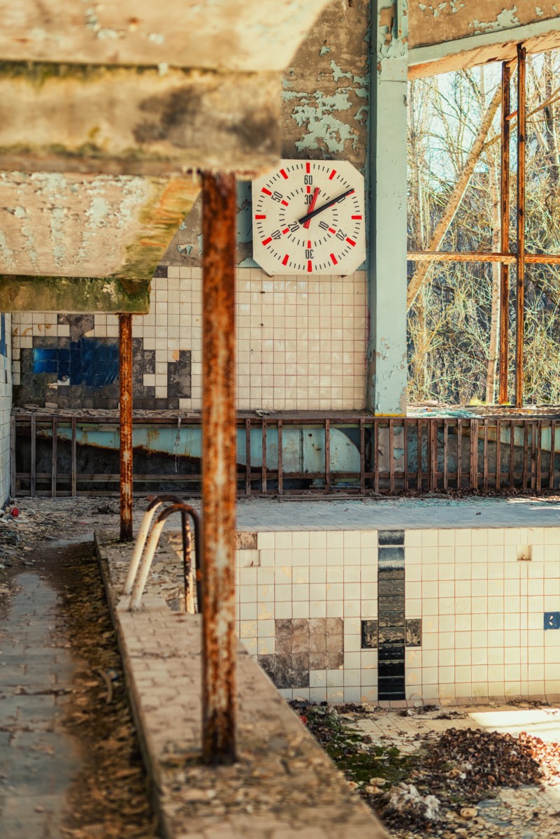 abandoned swimming pool in Chernobyl