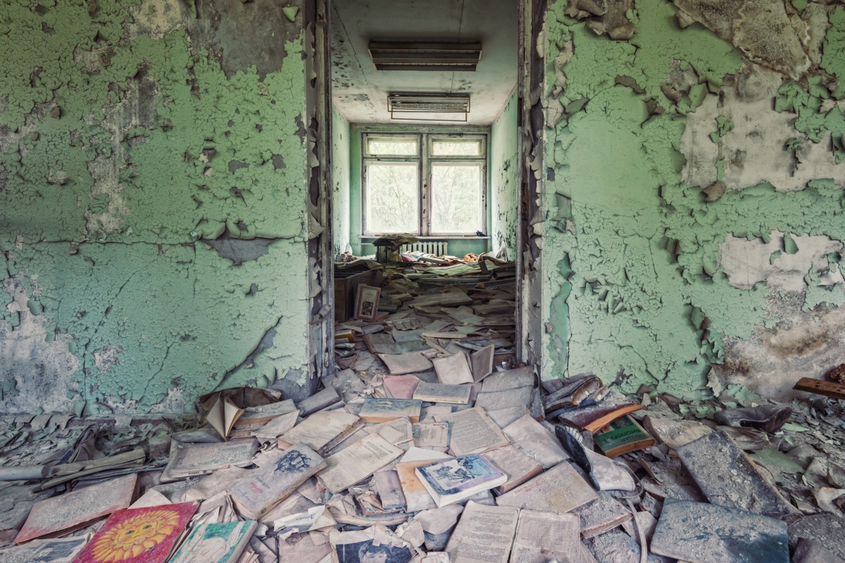 Paperbacks abandoned at Chernobyl